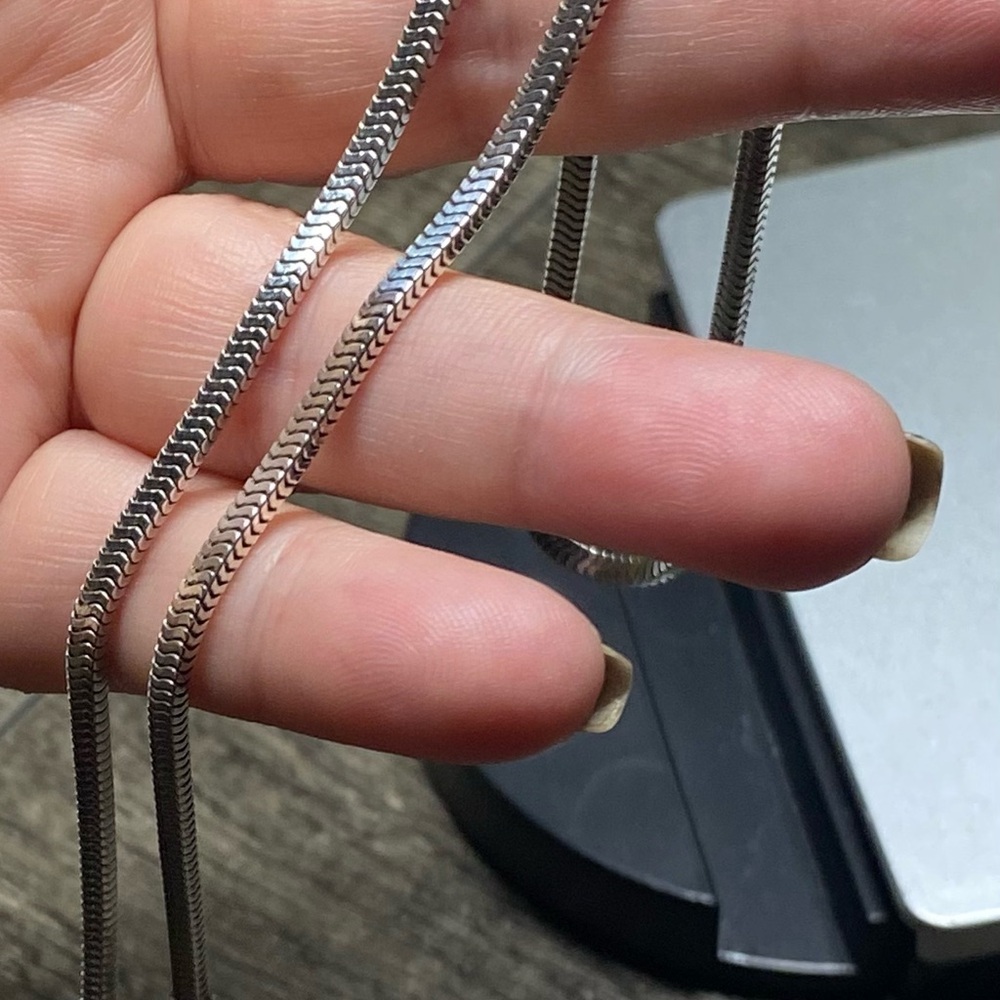 O-8: STURDY Sterling High Polished Foxtail / Snake Chain 16” Box - non-twist - Picture 6 of 16